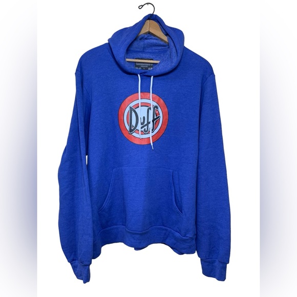 Homer Simpson Terminator Duff Beer Men’s Large Blue Hoodie Big Graphic - Picture 1 of 6